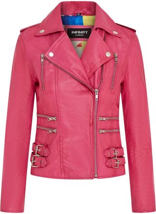 Infinity Leather Dames leren fuchsia roze Brando bikerjack - Loddon