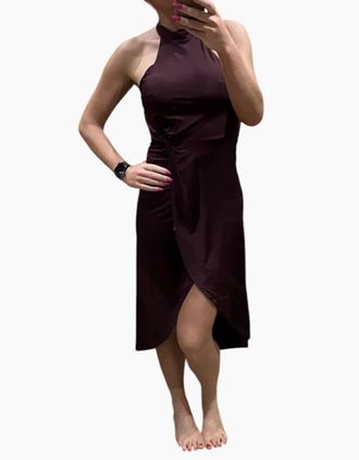 Ted Baker Womens TED BAKER LD99 WMD-BETYEL Halter Neck Dress With Twist Waist Wine Party Tops New - Red - Size: TED 3/ uk12