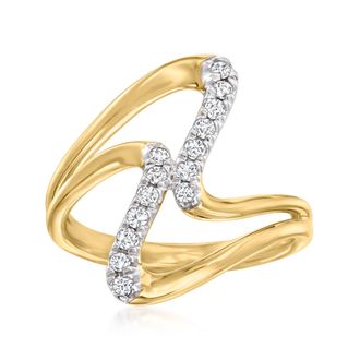 Ross-Simons Diamond Double-Wave Ring in 18kt Gold Over Sterling