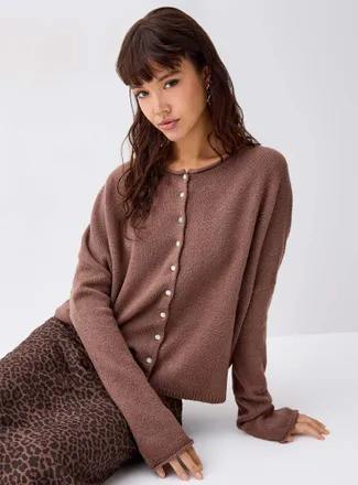 Twik Womens Roll-edge Cardigan Sweater