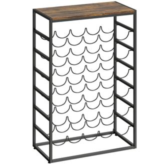 HOMCOM Botellero 59x30x88.5 cm marr&oacute;n r&uacute;stico