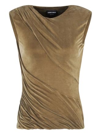 Giorgio Armani draped top - women - Elastane/Cupro/Cupro/Elastane - 40 - Brown
