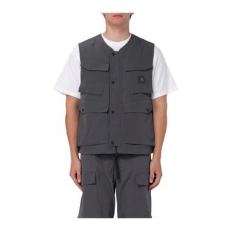Carhartt Work in Progress Carhartt Wip, Vests, male, Black, Size: S MultiPocket Utility Vest Charcoal
