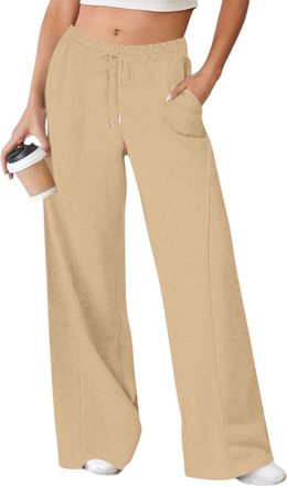 Generic Straight Leg Joggers Women Ladies Fleece Plain Tracksuit Casual Tracksuit Bottoms Elastic Waist Drawstring Sports Trousers Wide Leg Sweatpants with Po