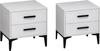 Home Heavenly Pack 2 mesitas de noche con 2 cajones en color blanco 49 x 40 x 45 cm