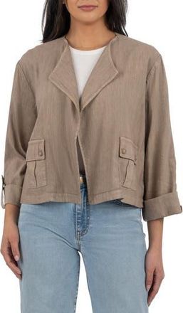 Kut from the Kloth Karie Open Front Linen Blend Jacket in Khaki at Nordstrom Rack, Size X-Large