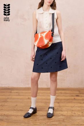 Orla Kiely Womens Red Bold Pear Print Adjustable Crossbody Bag In Coated Cotton - One Size