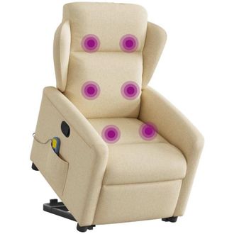 vidaXL Silla De Masaje Reclinable De Pie De Tela Color Crema Vidaxl