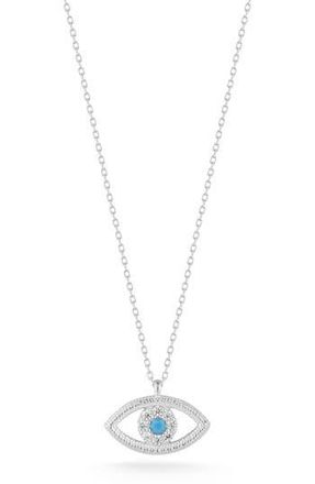 Sphera Milano Cubic Zirconia & Synthetic Turquoise Evil Eye Pendant Necklace in Silver at Nordstrom Rack
