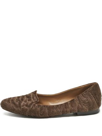 Herm&egrave;s fur shoes - women - Lamb Fur/Calf Leather/Calf Leather/Rubber - 38 - Brown