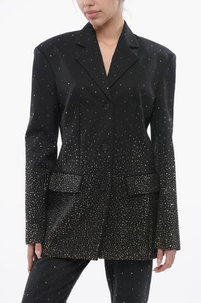 Off-white Blazer 3 Bottoni BLING in Lana con Cristalli Degrad&egrave; Off-White