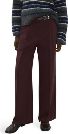 Mango Mid Rise Straight Leg Belt Pants in Wine at Nordstrom, Size 10