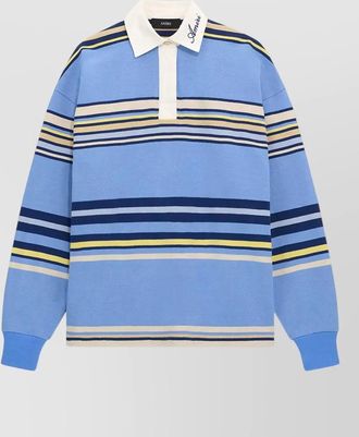 Amiri striped oversized long-sleeve polo shirt