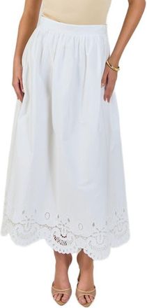 endless rose Embroidered Hem Cotton Skirt in White at Nordstrom, Size Medium