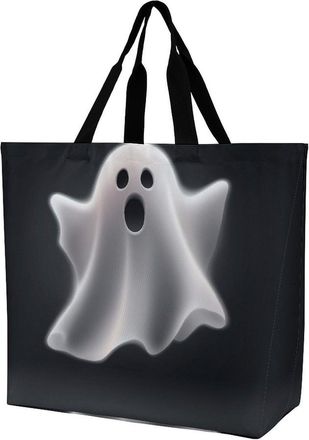 Generic Black And Halloween Ghost Shoulder Bag Durable Tote Bag Lightweight Shoulder Bags For Beach Yoga Ladies