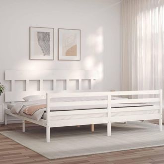 Berkfield Home Beautiful Bed Frame with Headboard White 200x200 cm Solid Wood