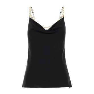 Paco Rabanne Tops, Dames, Zwart, M, Satijn, Satijnen Top met Dunne Bandjes