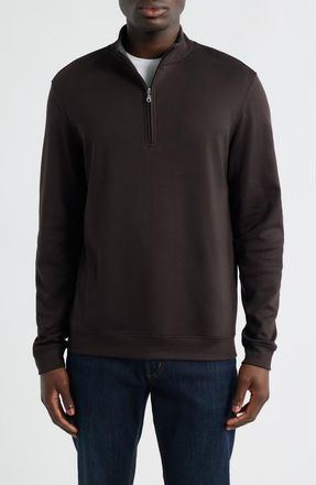 Scott Barber Pima Cotton Interlock Quarter Zip Pullover in Dark Chocolate at Nordstrom, Size Xx-Large