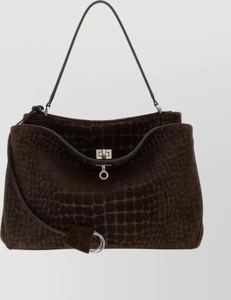 Balenciaga crocodile texture shoulder bag with metal hardware