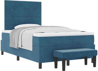 vidaXL Box Spring Bed with Mattress Dark blue 120 x 190 cm Velvet vidaXL