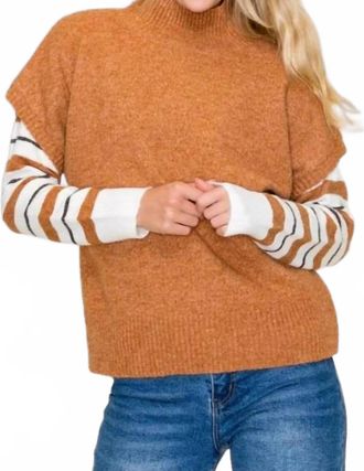 Staccato Midtown Mock Neck Vest In Camel