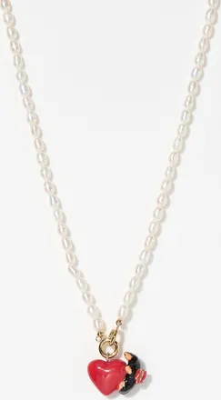 Nach Bijoux Womens Red heart and dachshund pearl necklace