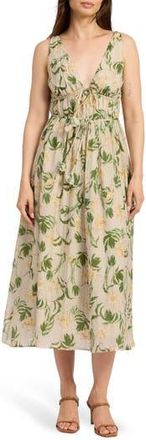 En Saison Linden Shirred Sundress in Sage Emerald Yellow at Nordstrom Rack, Size X-Small
