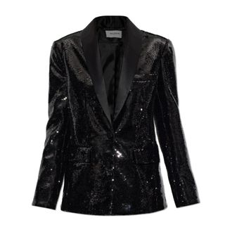 Balmain Giacca in raso a 1 bottone con paillettes - - Jackets - Donna - Nero - S
