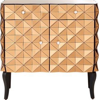 Premier Housewares Contemporary Copper Finish Cabinet, Versatile Bedside Cabinet, Elegant And Functional Storage Cabinet