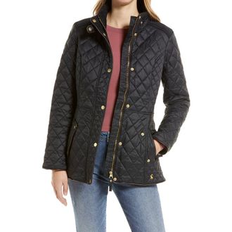 Joules Newdale Quilted Jacket in True Black at Nordstrom, Size 2 Us