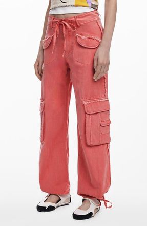 Desigual Fluid Cotton Blend Cargo Pants in Pink at Nordstrom, Size Small