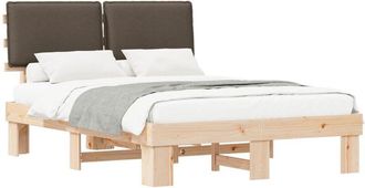 vidaXL Estructura De Cama Con Cabecera Tapizada Taup&eacute; 140 X 200 Cm Vidaxl