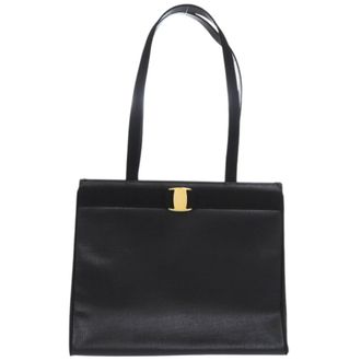 Ferragamo Black Leather Tote Bag (Pre-Owned)