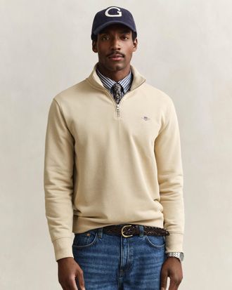 GANT Mens Regular Fit Sweatshirt in Ivory Cotton - Size X-Large