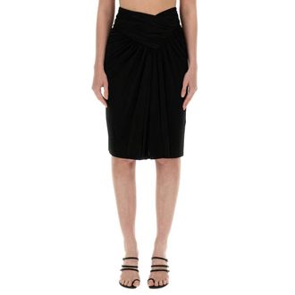 Saint Laurent Midi Skirts, female, Black, Size: L Pencil Skirt