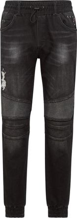 Philipp Plein Denim joggingbroek met panelen - Heren - Slim Fit Jeans - Zwart - W30 - Denim - Jeans