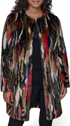 Karl Lagerfeld Multicolored Faux Fur Jacket in Brown Multi at Nordstrom, Size X-Small