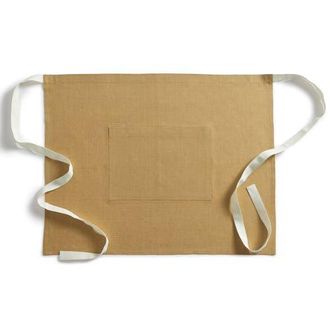 Solino Home Linen Bistro Apron - Kitchen Linen in Mustard Gold /Ivory at Nordstrom, Size Medium