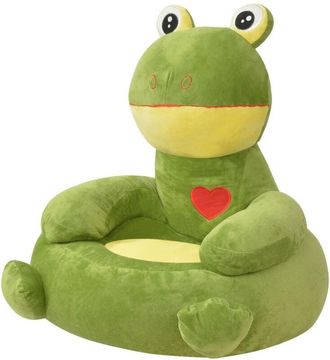vidaXL Silla de peluche para niños rana verde Vidaxl