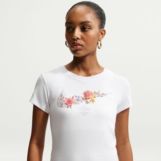 Nike Womens Nike Sportswear Chill Knit Slim Cropped T-Shirt in White | IR4711-100
