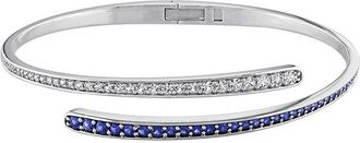 Rina Limor Silver 1.66 Ct. Tw. Lab-Grown Created Blue Sapphire 33, Created White Sapphire, Created White Sapphire Wrap Bangle B
