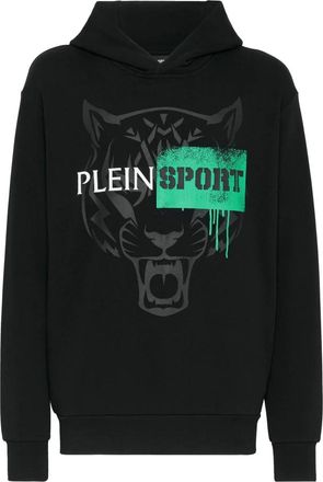 Plein Sport Hoodies & sweatvesten, Heren, Zwart, L, Katoen, Hooded Sweatshirt Tiger