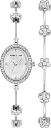 Anne Klein Quartz Crystal Ladies Watch and Bracelet Set AK-5331SVST