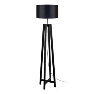Tosel L&aacute;mpara de pie cuadr&uacute;pedo madera negro metal pantalla negro