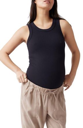 Ingrid & Isabel Seamless Rib Maternity Tank in Black at Nordstrom, Size X-Small