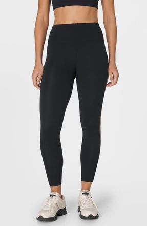 Sweaty Betty All Day 7/8 Side Stripe Leggings in Black Taupe at Nordstrom, Size X-Small