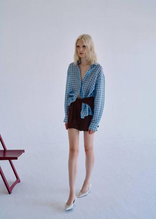 Mango Camicia lyocell texture quadri celeste - Donna - XXS - MANGO