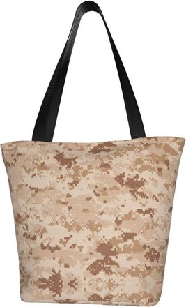 AOOEDM Us Marine Desert Texture Tote Bag Women Capacity Shoulder Grocery Shopping Bags