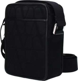 Valentino Garavani Mens Black Fabric Crossbody Bag