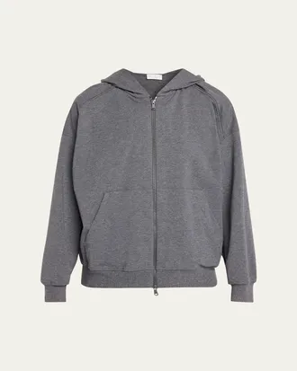 Brunello Cucinelli Light Cotton Fleece Zip Track Jacket